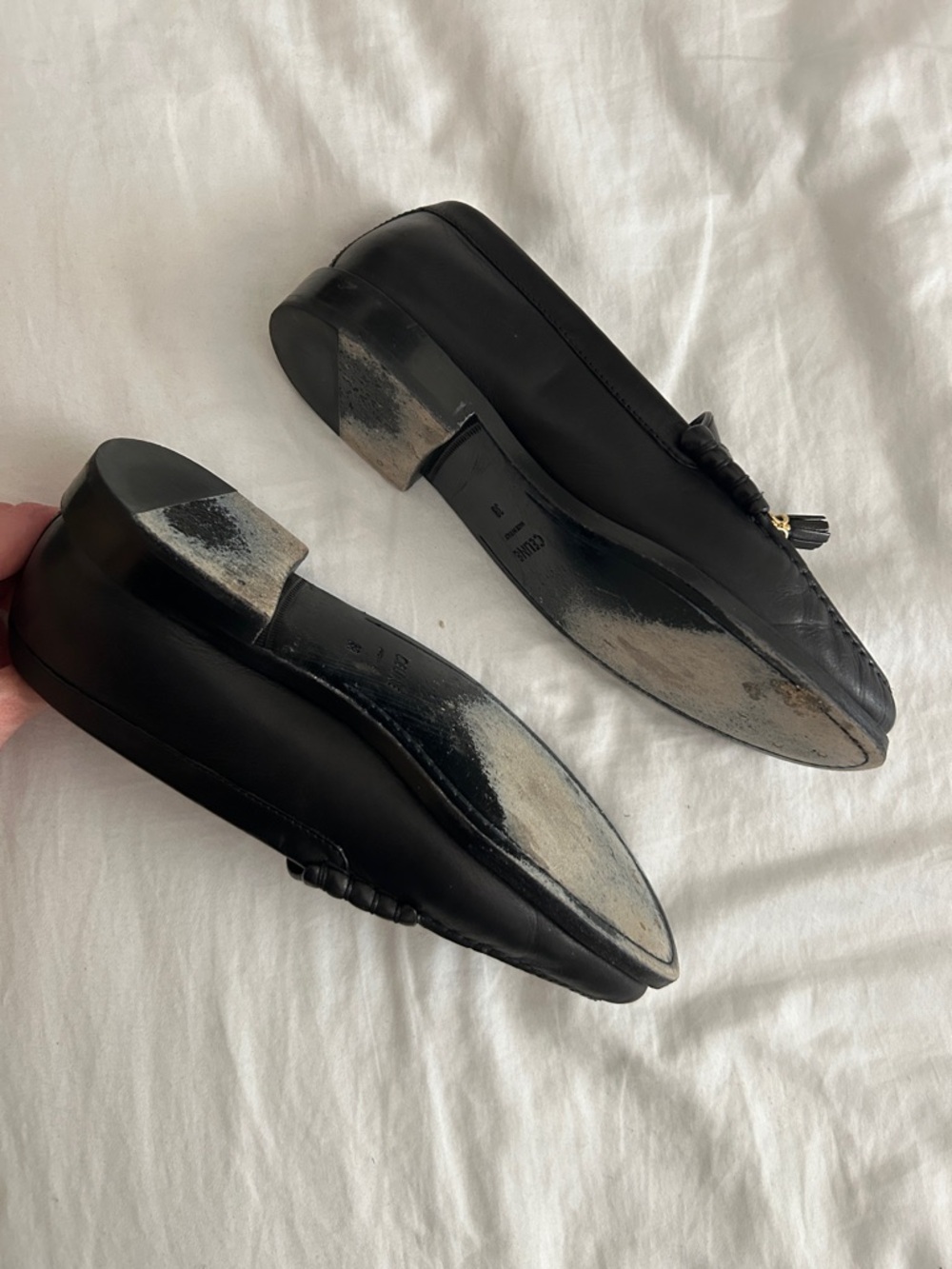 Celine Black Leather Tassel Loafers with Gold Hardware 38 - Picture 7 of 7
